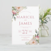 Pony rose Faire-part de mariage moderne (Debout devant)