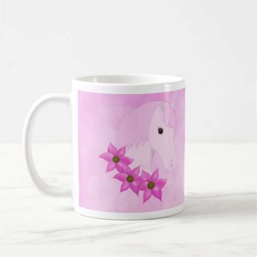 Pony rose & Fleurs Mug (Gauche)