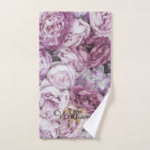 Pony rose Floral Élégant Monogramme Or (Serviette à main)