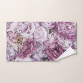 Pony rose Floral Élégant Monogramme Or (Serviette à main)
