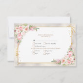Pony rose Floral Or Script & Frame RSVP (Dos)