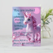 Pony rose Unicorn Invitation de fête d'anniversair (Debout devant)