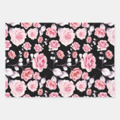pony roze floral  bodempatroon inpakpapier vel (Voorkant 2)