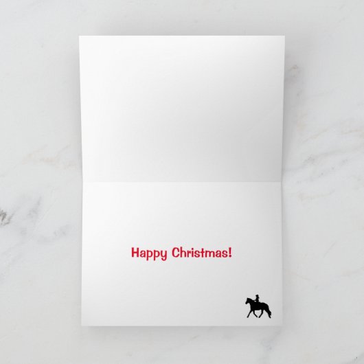 Pony Trotting Silhouette Happy Kerstmis Kaart (Binnen)