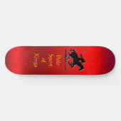 Pony van zwart poly en Rider op rood chroomeffect Skateboard (Horizontaal)