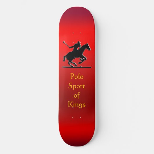Pony van zwart poly en Rider op rood chroomeffect Skateboard (Voorkant)