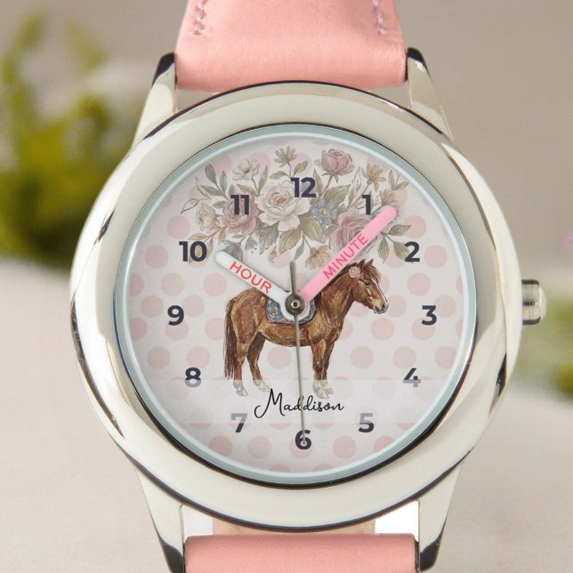 Pony-verjaardag Horloge ( This charming theme combines the elegance of French country décor with whimsical pony illustrations)