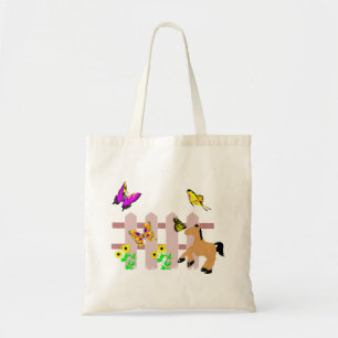 Pony, vlinders en zonnebloemen, Canvas tas