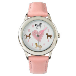  pony's en roze hartritme horloge