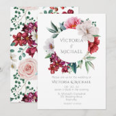  pony's Floral Waterverf Wedding Kaart (Voorkant / Achterkant)