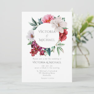 pony's Floral Waterverf Wedding Kaart