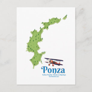 Ponza Italiaans eiland kaart. Briefkaart