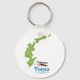 Ponza Italiaans eiland kaart. Sleutelhanger