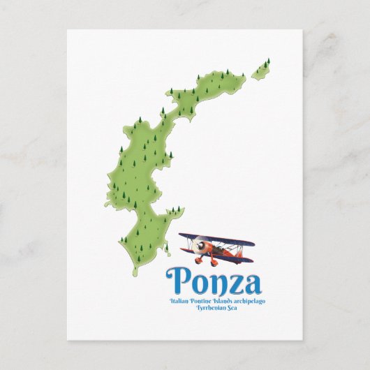 Ponza Italiaanse eilandkaart. Briefkaart (Voorkant)