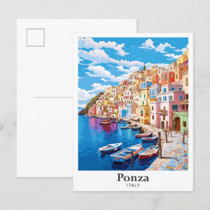 Ponza Italië Kunst Vintage Reizen Illustratie Briefkaart