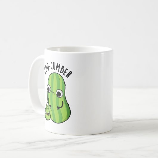 Poo-cumber Funny Cucumber Pun Koffiemok (Voorkant links)