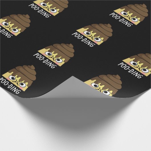Poo-ding Funny Poop Pudding Pun Dark BG Cadeaupapier (Hoek)
