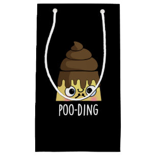 Poo-ding Funny Poop Pudding Pun Dark BG Klein Cadeauzakje