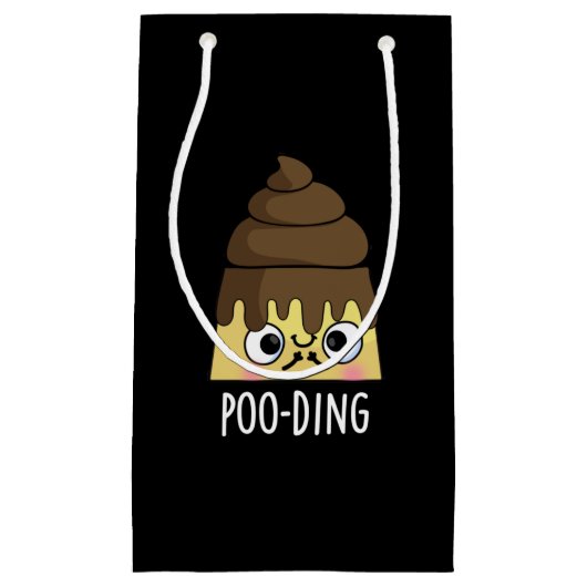Poo-ding Funny Poop Pudding Pun Dark BG Klein Cadeauzakje (Voorkant)