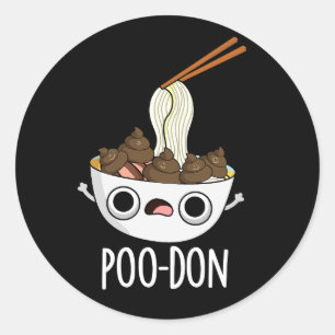 Poo-don Grappige Udon-grap Dark BG Ronde Sticker