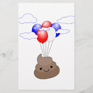Poo Emoji vliegt met ballonnen