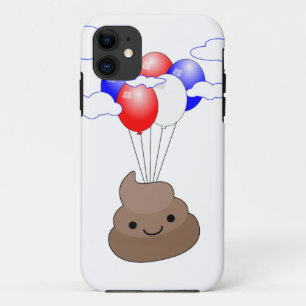 Poo Emoji vliegt met ballonnen iPhone 11 Hoesje