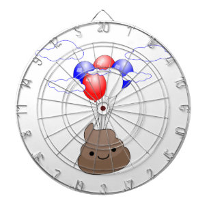 Poo Emoji vliegt met ballonnen Dartbord