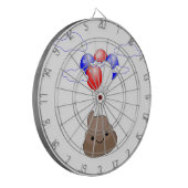 Poo Emoji vliegt met ballonnen Dartbord (Voorkant Links)