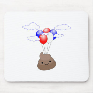Poo Emoji vliegt met ballonnen Muismat