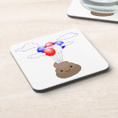 Poo Emoji vliegt met ballonnen Onderzetter (Linkerzijde)