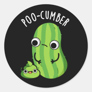 Poo-komkommer Grappige komkommer Pun Dark BG Ronde Sticker