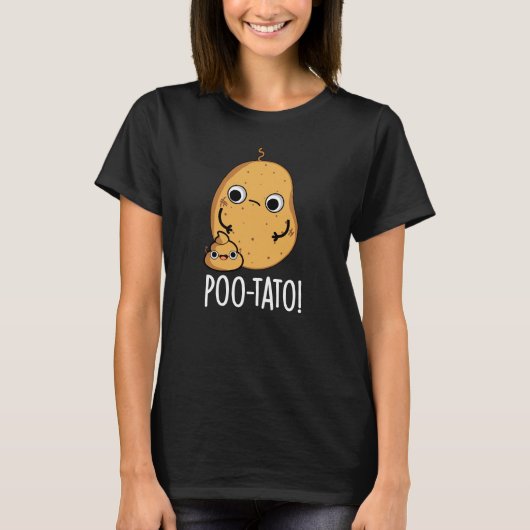 Poo-tato Funny Veggie Poop Pun Dark BG T-shirt (Voorkant)