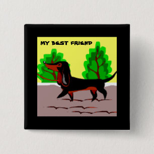 Pooch - vierkante button 5,1 cm