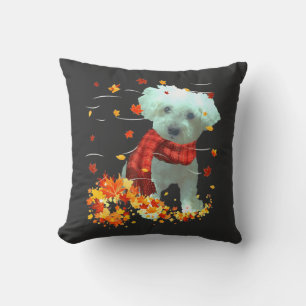 Poochon Herfst Sjaal - Honden Herfstbladeren Kussen