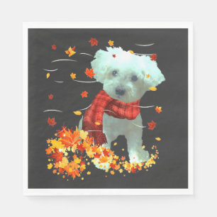 Poochon Herfst Sjaal - Honden Herfstbladeren Servet