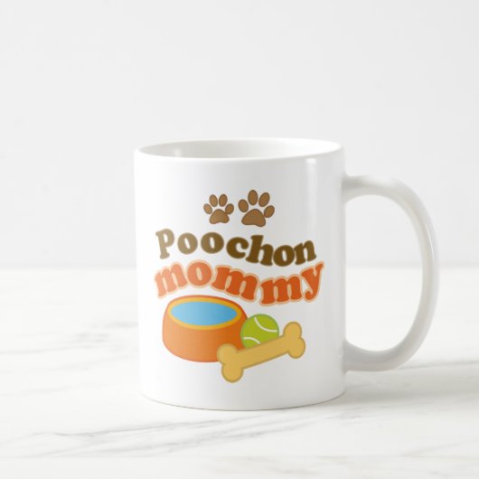 Poochon Hondenras Gift Koffiemok (Rechts)