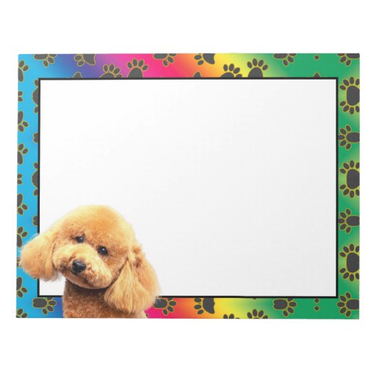 Poodé coloré chien patte motif bloc-notes (Devant)