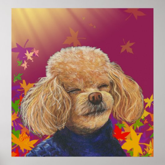 Poodé d'abricot & Feuilles d'automne Poster Imprim (Devant)