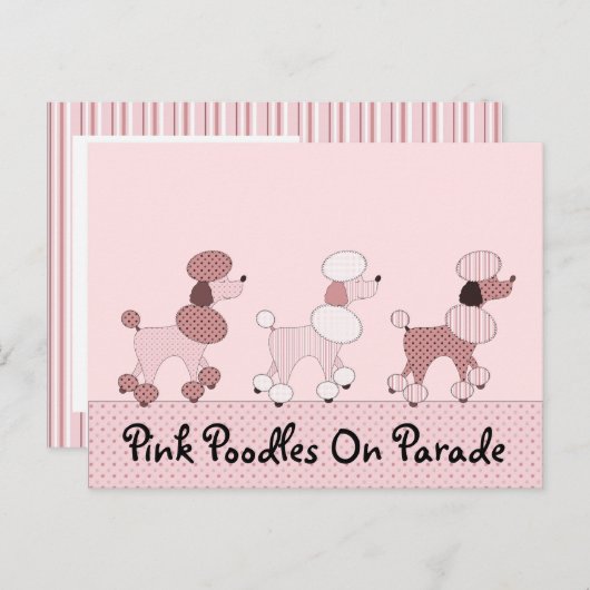 Poodé Rose Sur Carte Postale De Parade (Devant / Derrière)