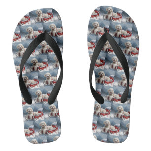 Poodelhond Kerst Festiviteit Teenslippers