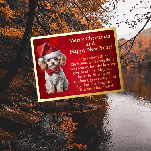 Poodle adorable dans Santa Hat carte postale
