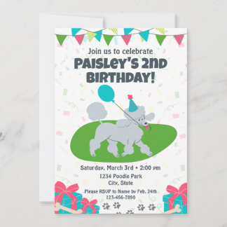 Poodle Anniversaire Invitation