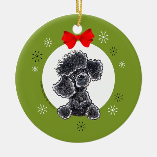 Poodle Black Speelgoed Kerstmis op maat Keramisch Ornament (Voorkant)