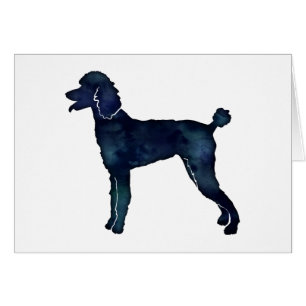 Poodle Black Waterverf Silhouette-kaart