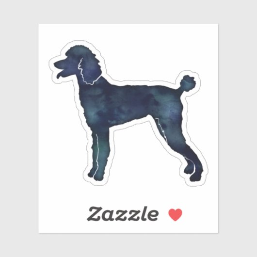 Poodle Black Waterverf Silhouette Sticker (Vel)