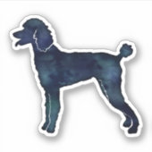 Poodle Black Waterverf Silhouette Sticker (Voorkant)