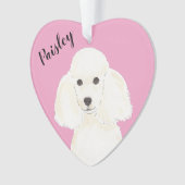 Poodle blanc de coeur rose personnalisé (devant)