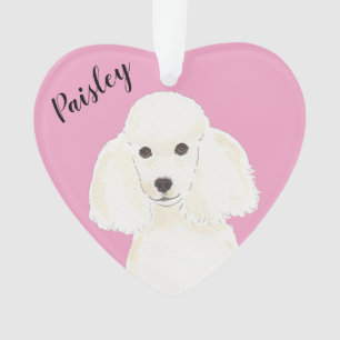 Poodle blanc de coeur rose personnalisé