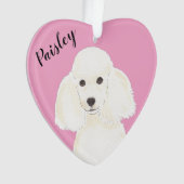 Poodle blanc de coeur rose personnalisé (devant)