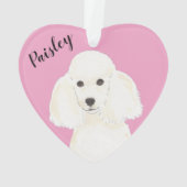 Poodle blanc de coeur rose personnalisé (dos)